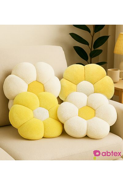 Pabtex Set of 4 Plush Flower Pillows – Soft and Decorative Design