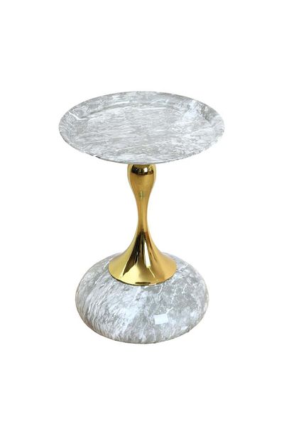 Family Ship Elegant Service Table - Marble Gray and Gold