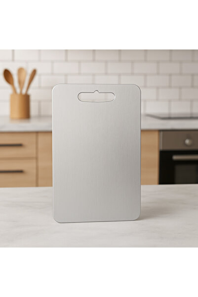 LUNOART 304 Steel Cutting Board – Antibacterial, Easy Cleaning (25X35 cm)