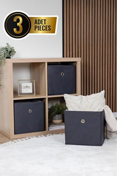 12den 3'lü Çamaşır Oyuncak Raf Düzenleyici Set, Kapaksız Dolap İçi Saklama Kutusu (30x30x30cm) 3 Adet