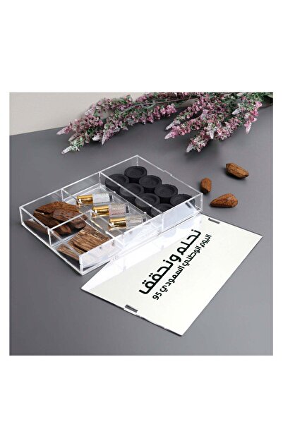 Story of candle صندوق بخور مع عود و فحم ومسك فاخر بشعار اليوم الوطني السعودي