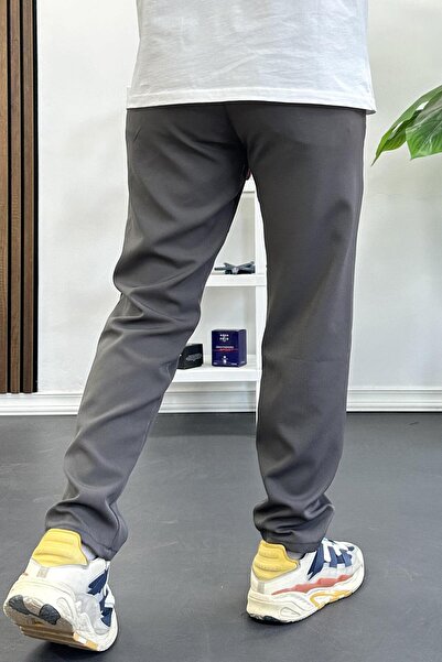 Edwox Erkek Slim Fit Beli İpli Düğmeli Pantolon Gri Edw403