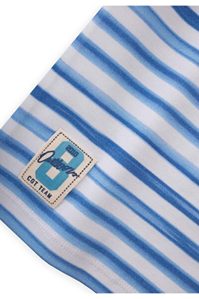 Cigit Striped Basic Capri Suit 1-8 Years Ecru