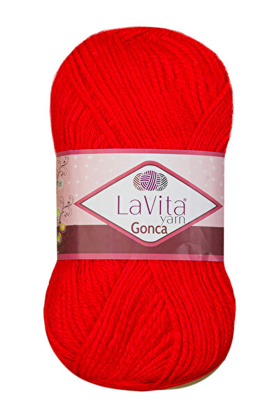 LaVita Yarn خيط غونكا محبوك يدويًا 100% أكريليك 100 جرام (3013 رمان أحمر)
