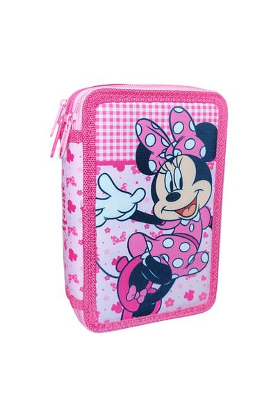 Minnie Mouse Pencil case with 3 compartments, equipped, 45 pieces, multicolor, Minnie Mouse