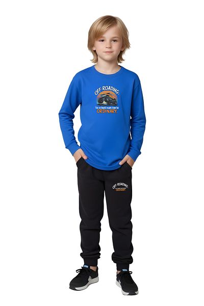 YA KO KİDS Round Neck Oof Roaad Printed Detail Boy's Track Suits