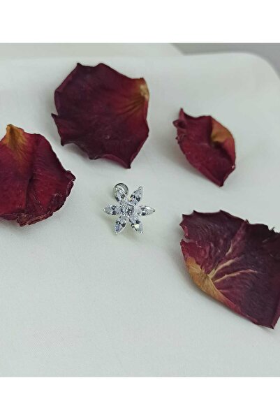 Simge Gümüş 925 Ayar Gümüş Göbek Papatya Piercng