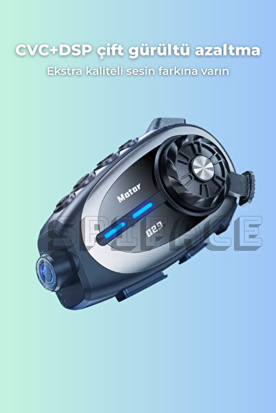 S Spiface Interkom Kameralı Q29 1080p Video Kayıt 5.4 Bluetooth Ai Asistan Özellikli Motorcu Kulaklık