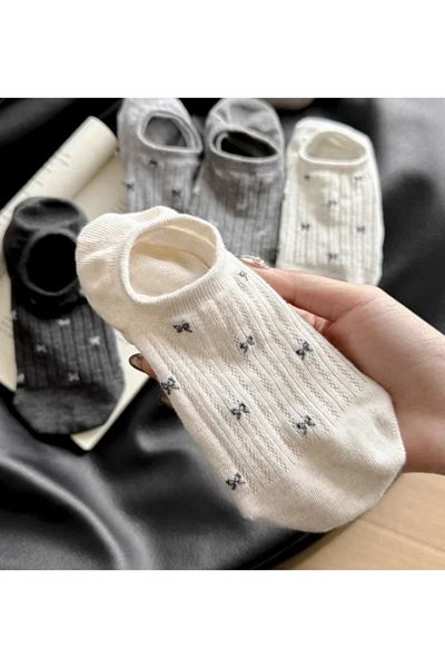 Hobins Sportswear Company 5' Pair of Women's Soft Colored Invisible Lycra and Cotton Booties, Ballerina Socks