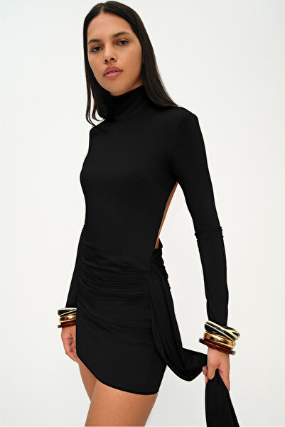 Khela The Label In The Moment Siyah Mini Sırtı Açık Elbise