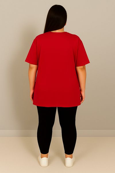 Koza Butik Women's Plus Size Short Sleeve Crew Neck Basic Oversize T-Shirt 1977-25