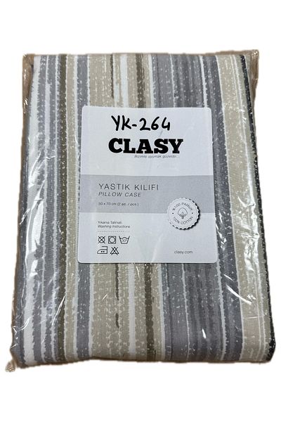 Clasy Ranforce 100% Cotton 2 Pieces Pillow Case Striped Multicolor