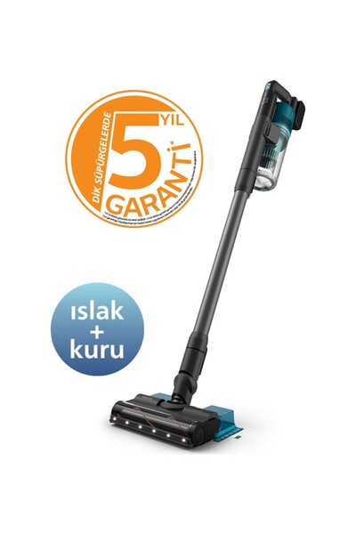 Philips Kablosuz Dikey Süpürge, Aqua Modül ile Kolay Mop, LED Başlık, Ayakkabılık Hediye