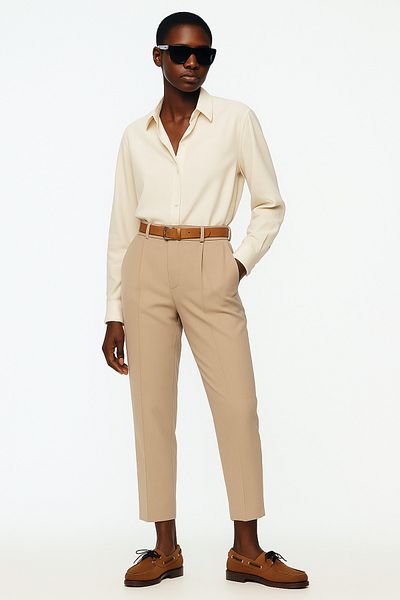 AMİDA Women's Camel Belted Trousers - 2526