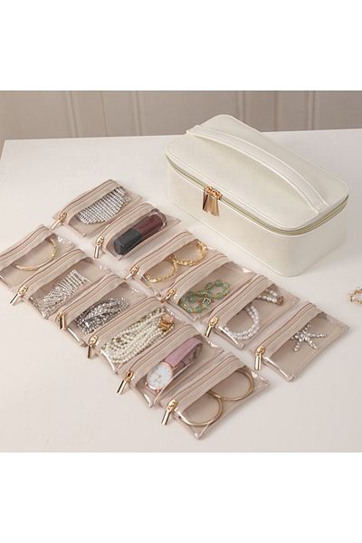gaman Faux Leather Jewelry Bag with 12 Mini Wallets Jewelry Box High Quality Jewelry Carry Case