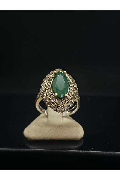 sarıyer silver Kök Zümrüt Doğal Taşlı Osmanlı Saray Model Zirkon Taşlı İşleme...