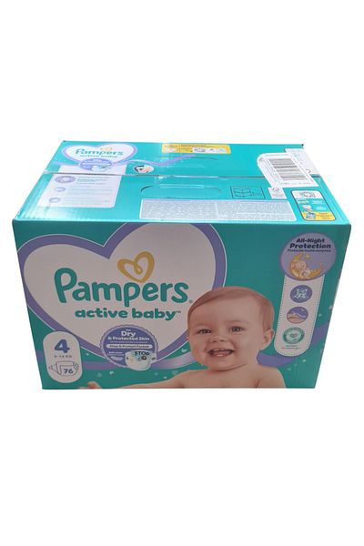 Pampers Scutece Box, Active Baby All Night Protection, Marimea 4, 9-14 Kg, 76 bucati