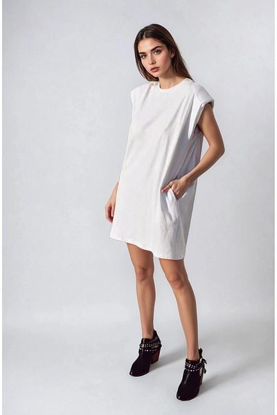 poupee Women's Dress, White Women's Dress, Black Dress, Padded Dress, Sleeveless Dress