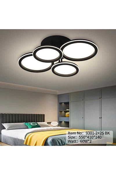 edc Black LED Chandelier D55CM 120W, 2.4G WiFi remote control, 3 dimmable lights