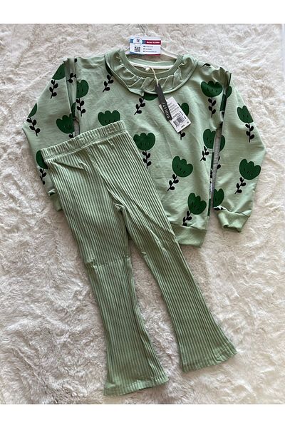 Cıvıltı Green Tulip Girl Double Set