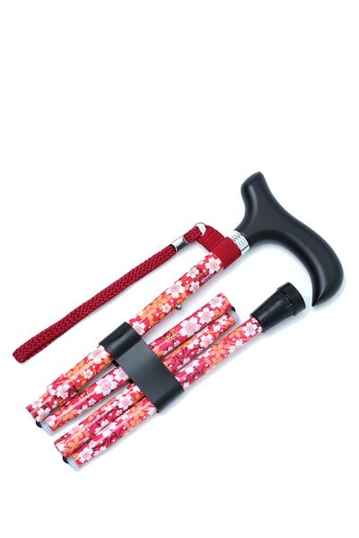 Kifidis MF606 Katlanır Baston B044-8231 Kırmızı Çiçekli