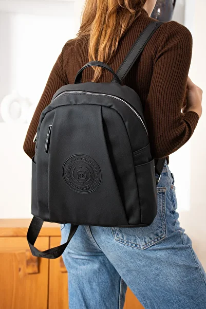 Just Polo EU Original Just Polo 9 Compartment Large Size Women's Backpack 6026 Black