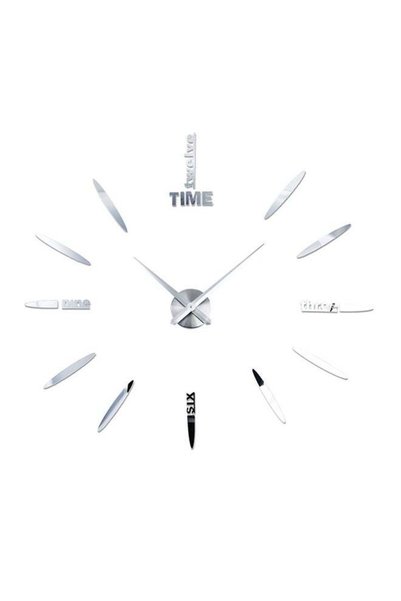 Generic DIY 3D Mirror Surface Wall Clock Sticker Silver