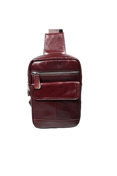 L-line fashion Men's bag, made of genuine leather, reddish brown, size 24x16x7 cm