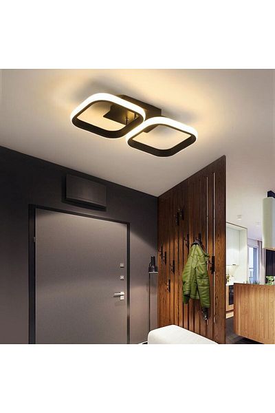 Sueva LED chandelier, 2 squares, WiFi 2.4G remote control, Black, 3 lights, dimmable