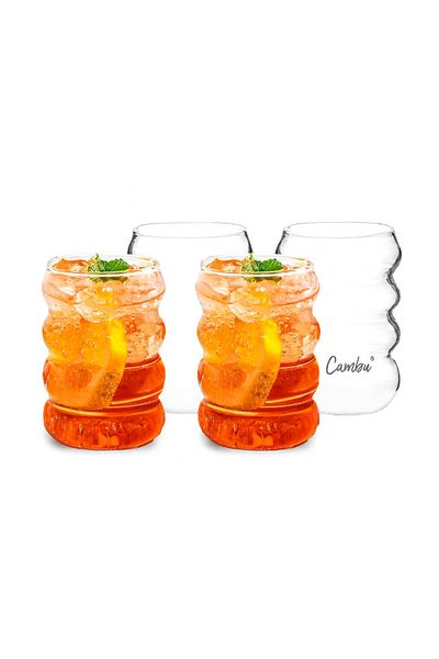 Cambu Borosilicate Curved Soft Drink Glass Set of 4 4X330 ml