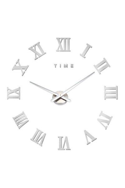Generic DIY 3D Roman Numeral Wall Clock Sticker Silver