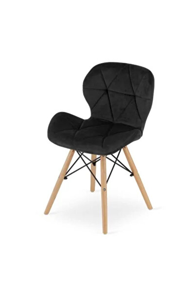 Artool Sada 4 scaune stil scandinav, Artool, Lago, catifea, lemn, negru, 48 x 43 x 74 cm