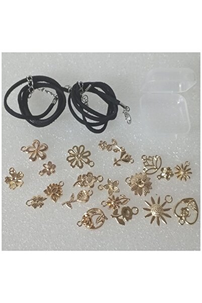orco ( 20 X ADET ) 1 SET GOLD FLOWER TEMA ALTIN ÇİÇEK BİLEKLİK & KOLYE UCU