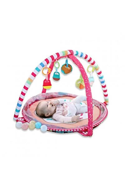 Cute Baby 5-in-1 Baby Play Gym Mat with Ball Pit, Sensory Toys, Mirror, Headrest, Non-Slip