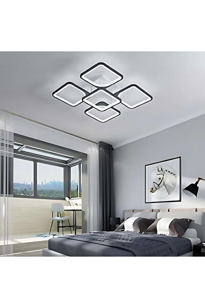 Jiju Candelabru LED reglabil, 3 lumini, alb, telecomandă, 5 pătrate, 40x40 cm