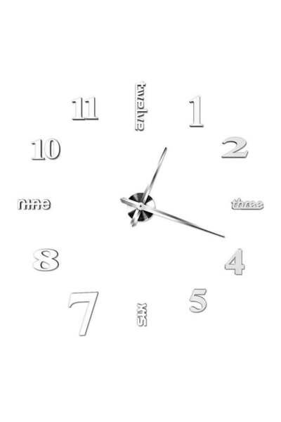 Generic New Modern Home Room Art 3D Diy Clock Shape Mirror Decoration Wall Stickers Silver 20x4x14centimete