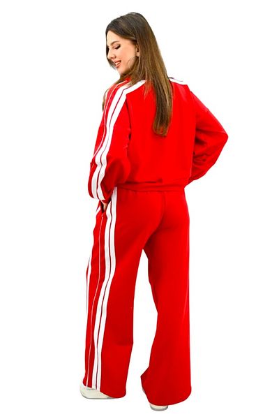 FashionForYou JAZEL sports suit, blouse with anchor and striped print, Red, S