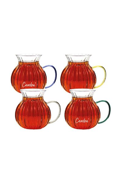 Cambu Borosilicate Tea Cup with Handle Set of 4 4X170 ml