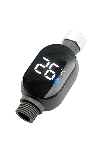 OEM LED Shower Thermometer, Digital Display, 1/2" Connector, Color Temperature Indicator, Black
