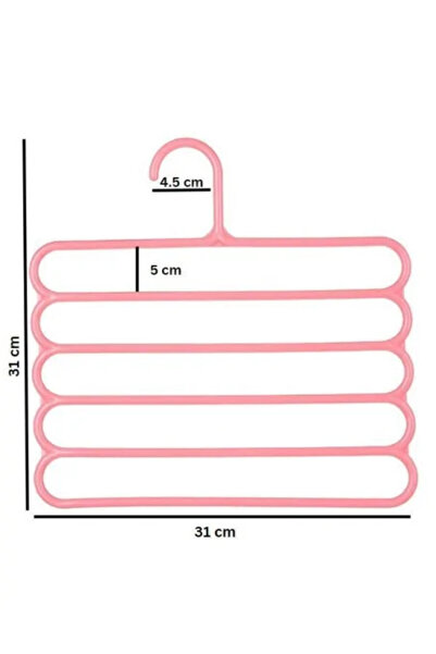 MCT Plastový věšák, protiskluzový a multifunkční s 5 polohami, 31 x 31 cm, růžový