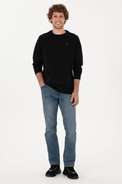 U.S. Polo Assn. Erkek Regular Fit Bisiklet Yaka Siyah İnce Basic Sweatshirt 50313752-VR046