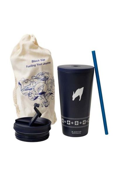 BLACK SIP COFFEE ROASTERS Wave M 25 Mug 16oz Navy Blue - Heat and Cold Insulated