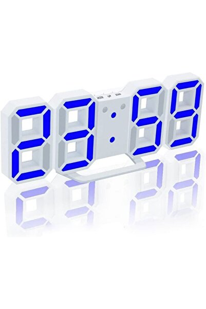 Generic ساعة منبه رقمية LED متعددة الوظائف ثلاثية الأبعاد من بادوم، جسم أبيض، ضوء أزرق