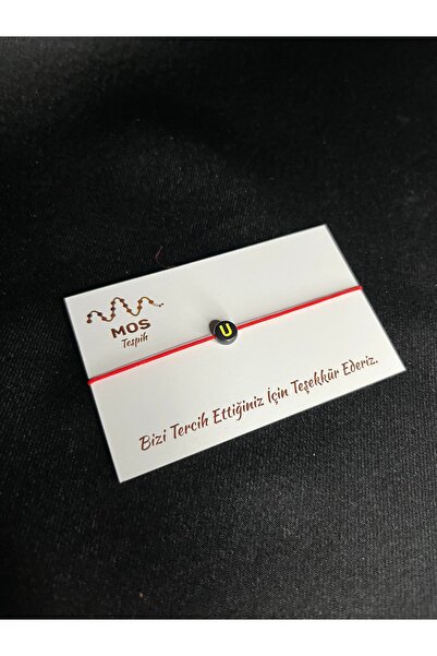 Mos Tespih Letter U Adjustable Drawstring Luck Bracelet
