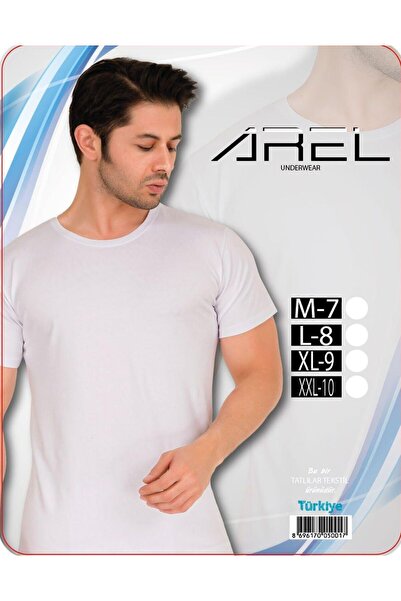 Arel Erkek Yuvarlak Yaka Beyaz Atlet %100 Pamuk Bisiklet Yaka Pamuklu Tişört