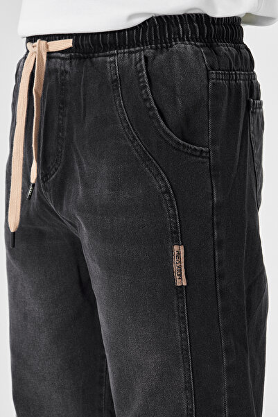 masso moda Men's Baggy Side Piece Label Detailed Straight Jeans 707