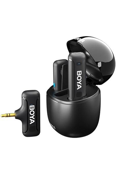 BOYA BY-WM3T-M2 Wireless Lavalier Microphone for 3.5mm TRS Smartphone Camera, 2-in-1 Plug-Play Mic w