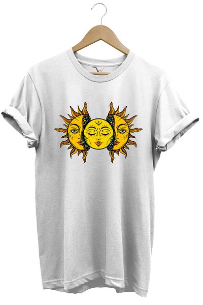 WİDİ Sun Printed 100% Cotton Regular Fit Unisex T-Shirt