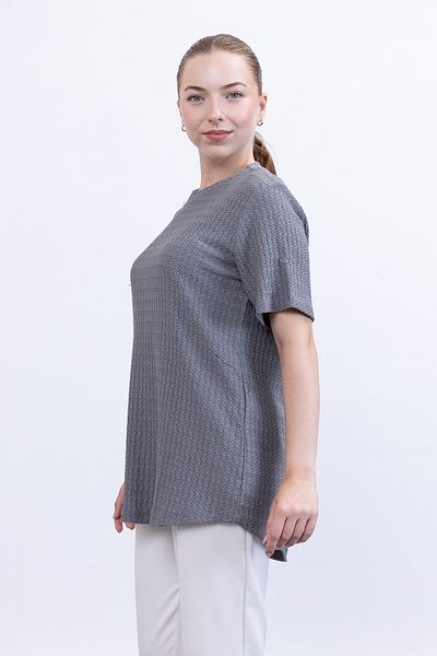 Linvey Summer Casual Comfortable Fit Short Sleeve Wrinkle Blouse T-Shirt