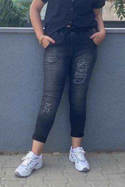 Mia Butik Women's Black Sequin Detailed Full Lycra Jeans